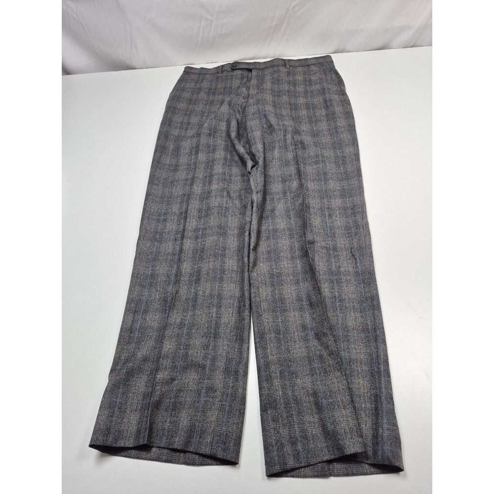 Ballin Dress Pants Mens 38x32 Gray Wool Check Flat Front Straight Canada FLAW